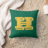 Coussin Monogramme Initial de Style Universitaire Vert et (Couverture)
