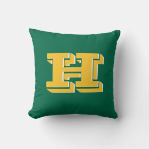 Coussin Monogramme Initial de Style Universitaire Vert et