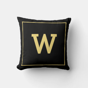 Coussin Monogramme initial d'or noir simple