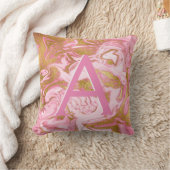 Coussin Monogramme initial en marbre rose et or chaud (Couverture)