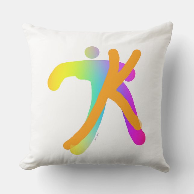 Coussin Monogramme initial K arc-en-ciel (Recto)