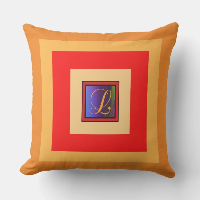 Coussin Monogramme initial L Multi (Recto)