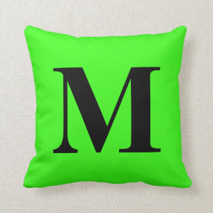 Coussin Monogramme initial Neon vert cadeau coloré brillan