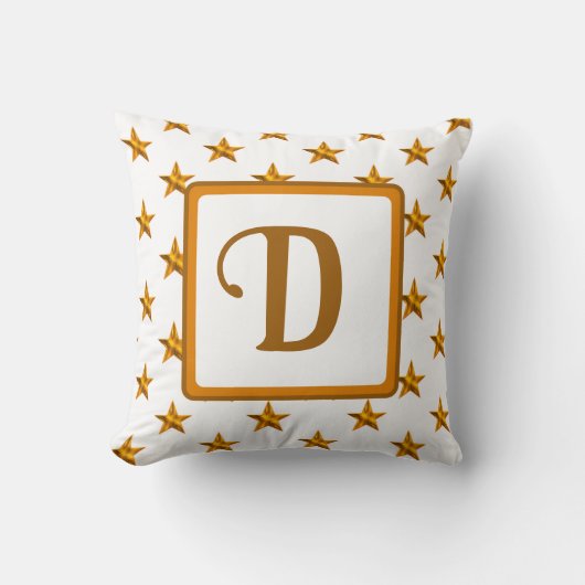 Coussin Monogramme Initial Orange Or Céleste Décor Étoile (Recto)