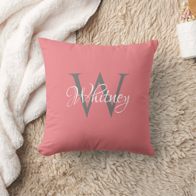 Coussin Monogramme initial personnalisé (Couverture)