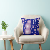 Coussin Monogramme initial Purple Snowman 3D Balls Points (Chaise)