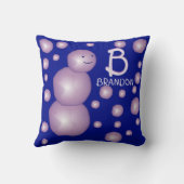 Coussin Monogramme initial Purple Snowman 3D Balls Points (Verso)