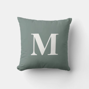 Coussin Monogramme Initial Vert Blanc Modifiable