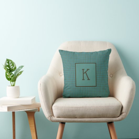 Coussin Monogramme initial Vert Bleu Brown Noir Plat (Chaise)