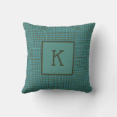 Coussin Monogramme Initial Vert Bleu Marron Noir Carreaux  (Verso)