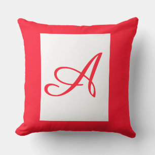 Coussin Monogramme initiale cursive A carré décoration en