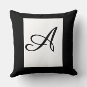 Coussin Monogramme Initiale Cursive A Carré Pelucheux Noir (Verso)