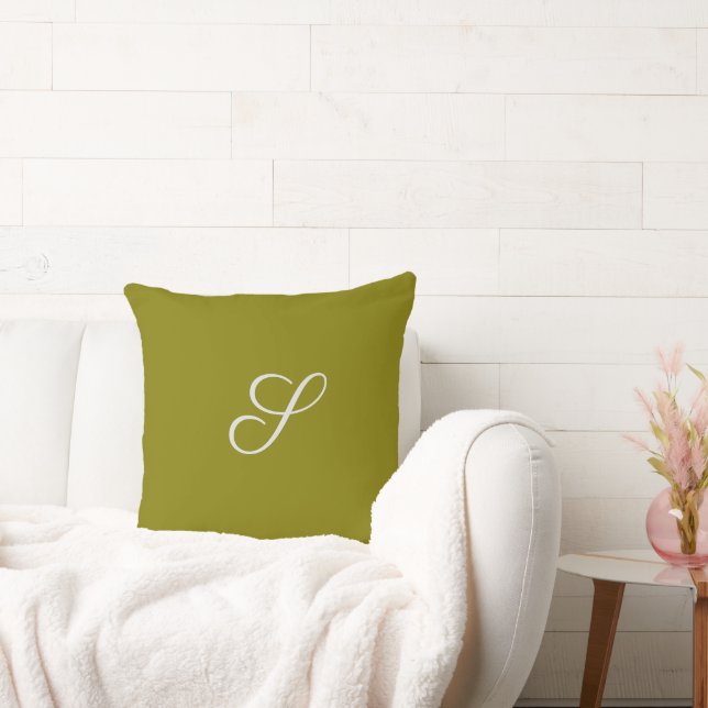 Coussin Monogramme initiale minimaliste vert sauge  (Canapé)