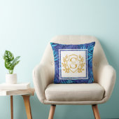 Coussin Monogramme Initiale Moderne Tropical Floral Couron (Chaise)