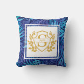 Coussin Monogramme Initiale Moderne Tropical Floral Couron (Recto)