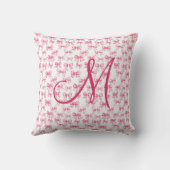 Coussin Monogramme Initiale Rose Ruban Coquette Esthétique (Verso)