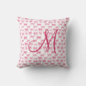 Coussin Monogramme Initiale Rose Ruban Coquette Esthétique (Recto)