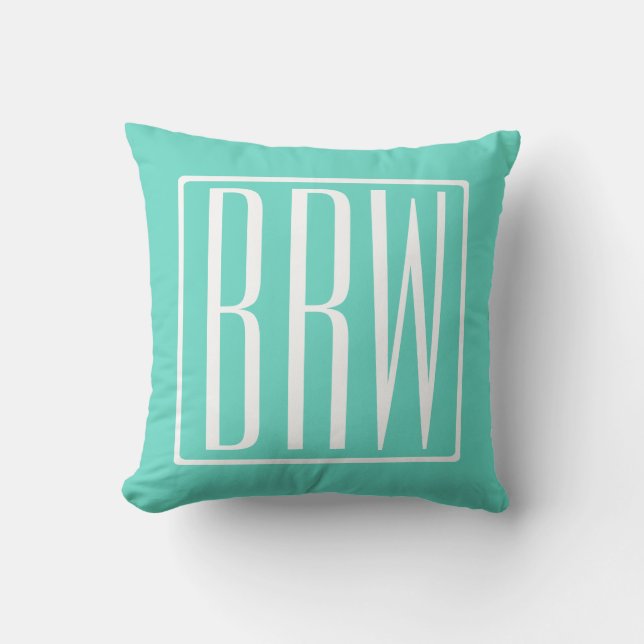 Coussin Monogramme Initiales 3 Modernes Gras | Blanc Sur A (Recto)