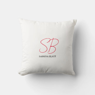 Coussin Monogramme Initiales Nom Plain Moderne Minimaliste