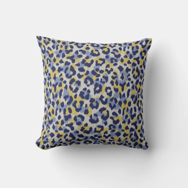 Coussin Monogramme jaune bleu coloré chic d'impression de (Recto)