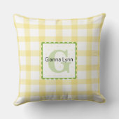 Coussin Monogramme jaune et vert En vichy bébé (Verso)