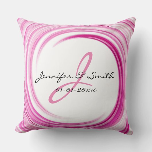 Coussin Monogramme Lavender Swirl Art Abstrait (Recto)