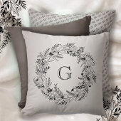 Coussin Monogramme Lettre G Botanique Dorée Grâce