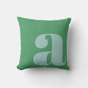 Coussin Monogramme Lettre initiale Gras Bleu Vert clair