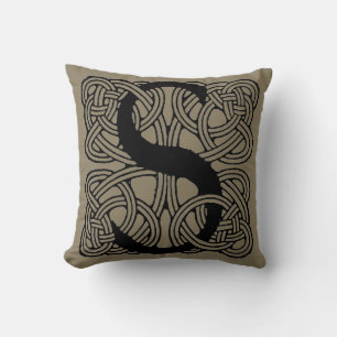 Coussin Monogramme Lettre S Impression Vintage Nœud Celtiq