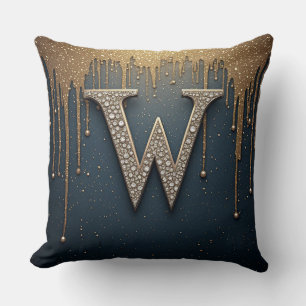 Coussin Monogramme Lettre W Avec Diamants Perles