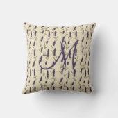 Coussin Monogramme lilas violet beige floral botanique (Verso)