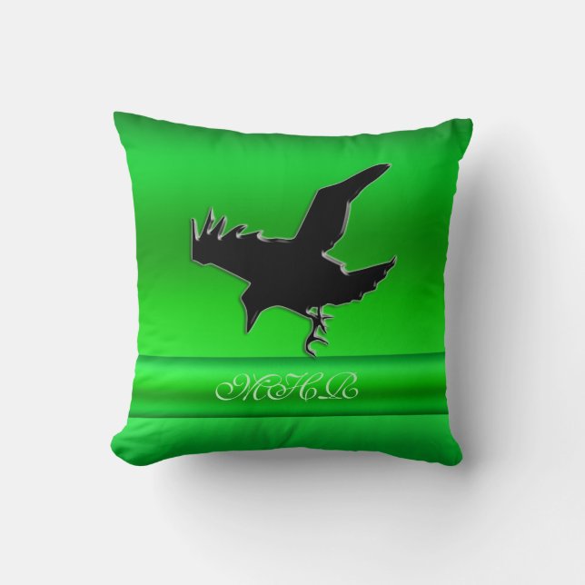 Coussin Monogramme, logo Black Raven sur l'effet chrome ve (Recto)