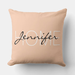 Coussin Monogramme maison couleur abricot