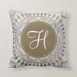 Coussin Monogramme   Mandala Gold Design