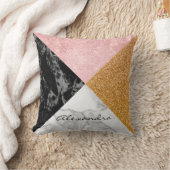 Coussin Monogramme Marbre et Parties scintillant Rose Or G (Couverture)