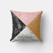 Coussin Monogramme Marbre et Parties scintillant Rose Or G (Recto)