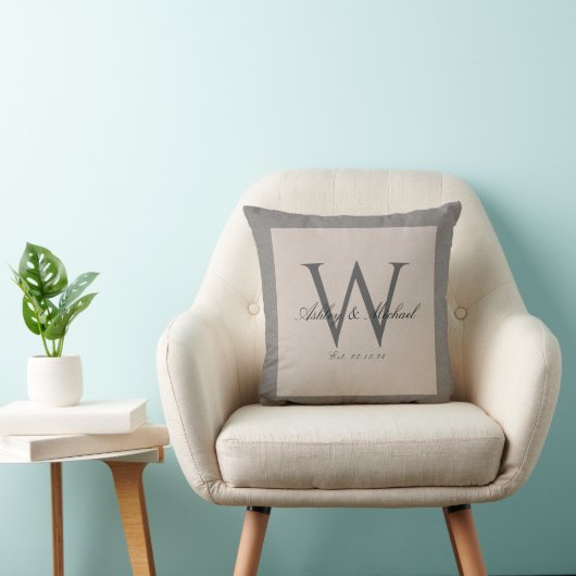 Coussin MONOGRAMME MARIAGE SCRIPT | Garde-photo Linen (Chaise)