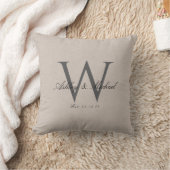 Coussin MONOGRAMME MARIAGE SCRIPT | Garde-photo Linen (Couverture)
