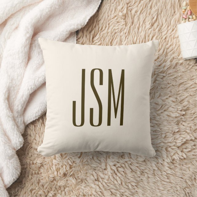 Coussin Monogramme, marque ou nom de l'entreprise | Marron (Couverture)