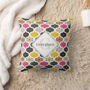 Coussin Monogramme Maximaliste Arc-en-ciel Dot Mandalas Pa
