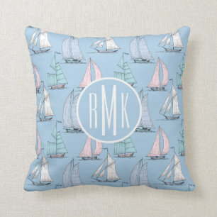 Coussin Monogramme mignon du motif de voilier