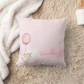 Coussin Monogrammé mignon lapin bébé pour fille rose (Couverture)