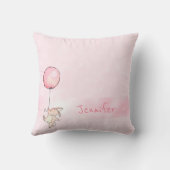 Coussin Monogrammé mignon lapin bébé pour fille rose (Verso)