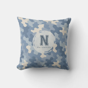 Coussin Monogramme militaire de Camion bleu