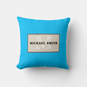 Coussin Monogramme minimaliste Arrière - plan bleu ciel pr