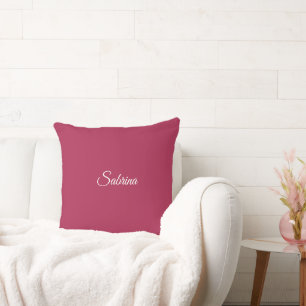 Coussin Monogramme minimaliste rose cerise rose