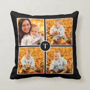 Coussin Monogramme moderne 4 Photographie noir