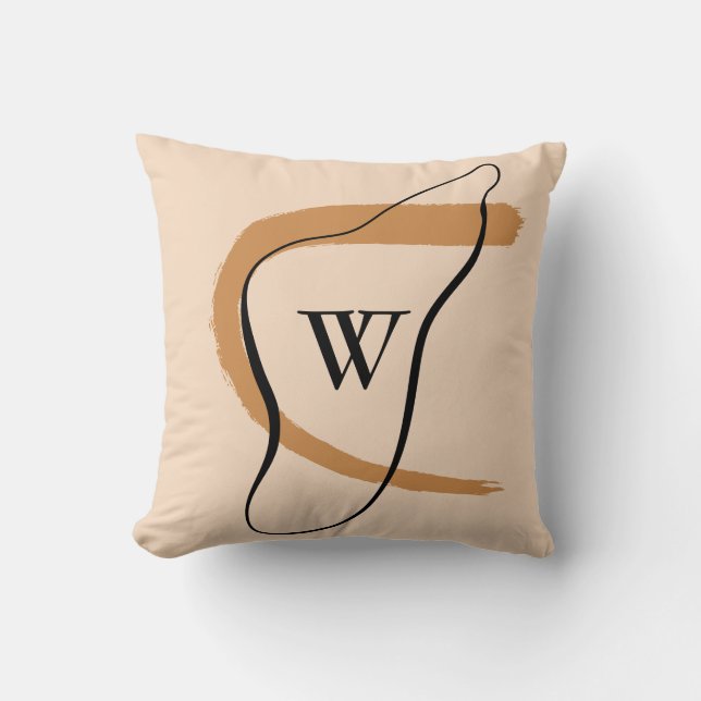 Coussin Monogramme moderne Abstrait Terracotta initiale (Recto)