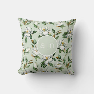 Coussin Monogramme moderne blanc Magnolia