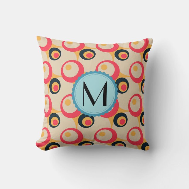 Coussin Monogramme moderne Cercles géométriques Motif (Recto)